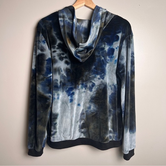 Hotouch Women’s Tie-Dye Zip-Up Soft Velvety Hoodie Blue/Brown Size L EUC - Picture 3 of 6